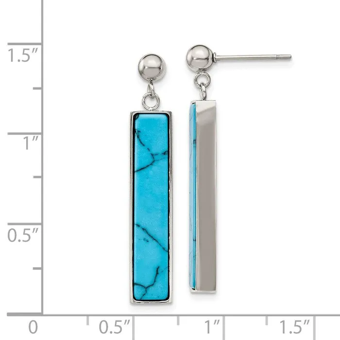 Earrings Stainless Steel Polished wReconstructed Howlite Post Dangle Earrings Chisel Earrings Stainless Steel Polished wReconstructed Howlite Post Dangle Earrings Chisel