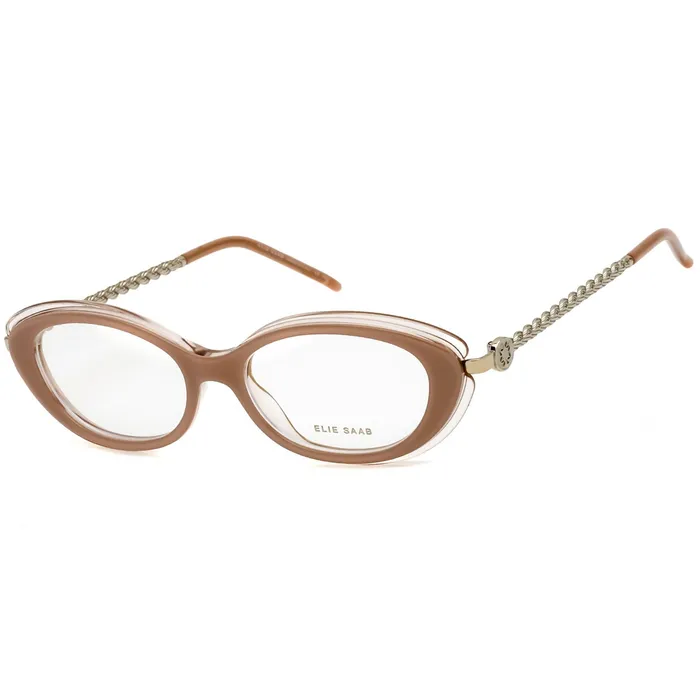 Elie Saab PreStyled Sets Elie Saab Womens Eyeglasses Clear Lens Full Rim NudeGold Frame ES 049 0FIB 00 Elie Saab PreStyled Sets Elie Saab Womens Eyeglasses Clear Lens Full Rim NudeGold Frame ES 049 0FIB 00