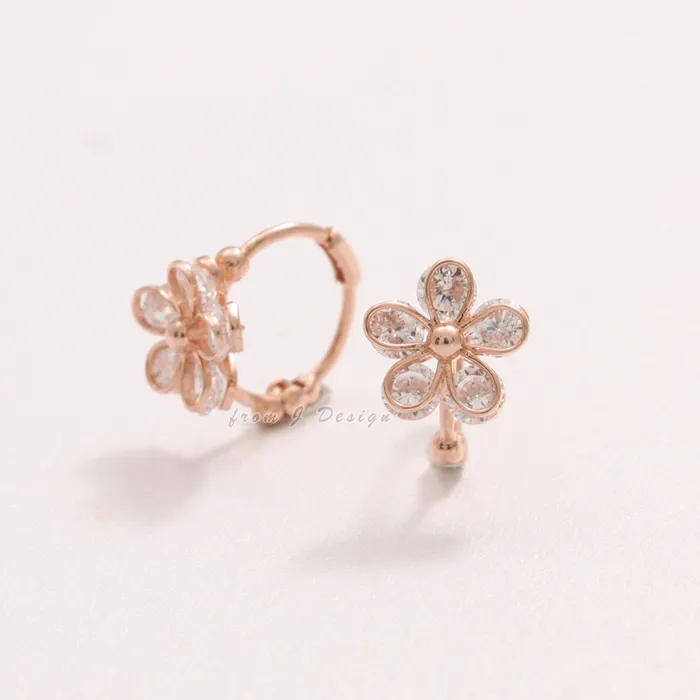 from J Shop CZ Daisy Huggie Earrings Earrings
