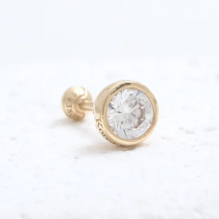 from J Shop Earrings 5mm CZ Bezel Ear Piercing