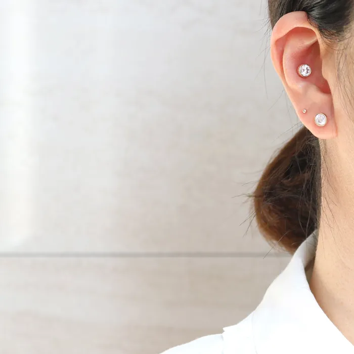from J Shop Earrings 5mm CZ Bezel Ear Piercing