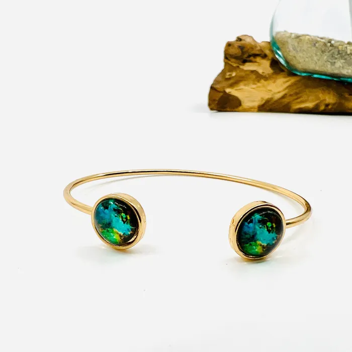 Galaxy Detail Cuff Bracelet Gold Teal and Green Bracelets