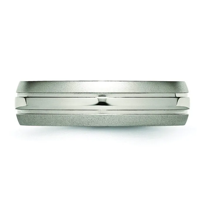 Grooved Mens Titanium Wedding Ring 6mm deBebians Rings