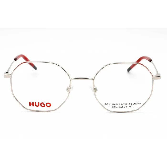 Hugo Rings Hugo Womens Eyeglasses Silver Red Metal Geometric Full Rim Frame HG 1216 0J2B 00