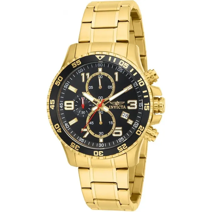 Invicta Bracelets Invicta Mens Chronograph Watch Specialty Black Dial Yellow Gold Bracelet 16932