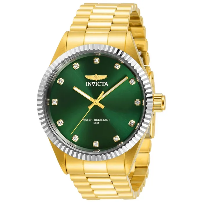 Invicta Bracelets Invicta Mens Quartz Watch Specialty Crystal Green Dial Yellow Gold Bracelet 31013 Invicta Bracelets Invicta Mens Quartz Watch Specialty Crystal Green Dial Yellow Gold Bracelet 31013