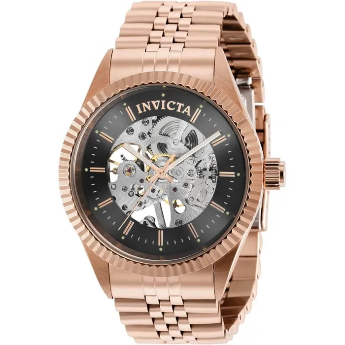 Invicta Mens Mechanical Watch Specialty Black Skeleton Dial RG Bracelet 36444 Invicta Bracelets Invicta Mens Mechanical Watch Specialty Black Skeleton Dial RG Bracelet 36444 Invicta Bracelets