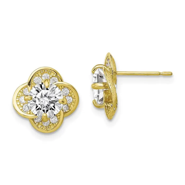 Jewelry Earrings 10K Tiara Collection Polished CZ Post Earrings