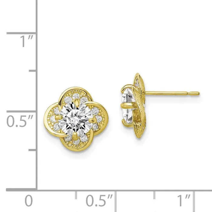 Jewelry Earrings 10K Tiara Collection Polished CZ Post Earrings Jewelry Earrings 10K Tiara Collection Polished CZ Post Earrings