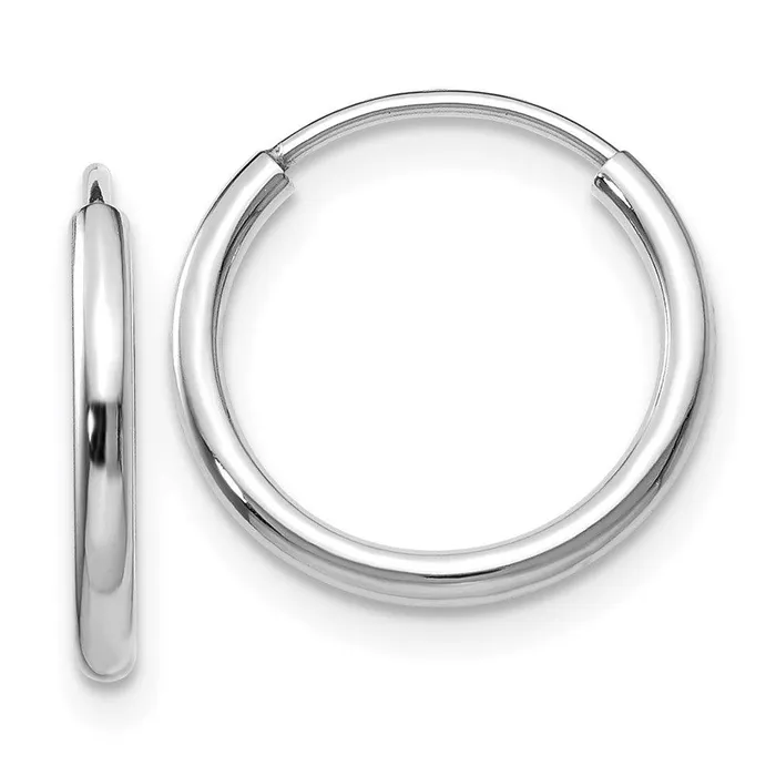 Jewelry Earrings 14k White Gold 15mm Polished Endless Hoop Earrings