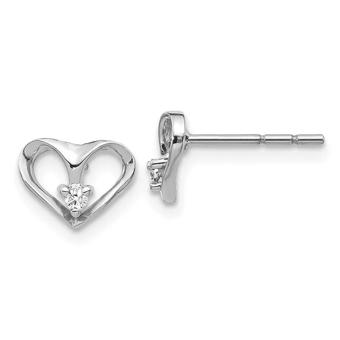 Jewelry Earrings 14k White Gold AA Diamond Heart Post Earrings