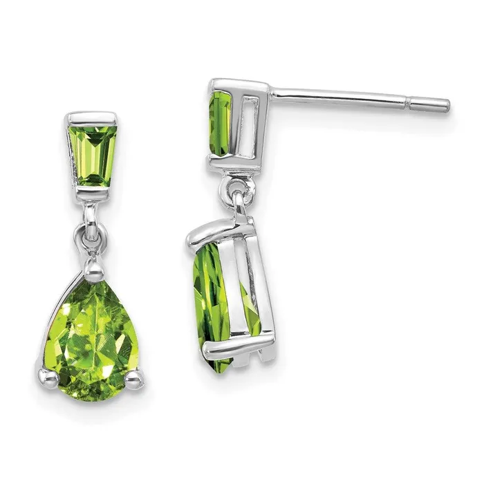 Jewelry Earrings 14k White Gold Peridot Dangle Post Earrings