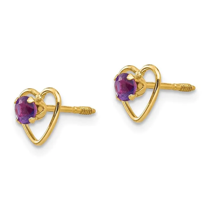 Jewelry Earrings Madi K Kids 14k 3mm Amethyst Birthstone Heart Earrings Jewelry Earrings Madi K Kids 14k 3mm Amethyst Birthstone Heart Earrings