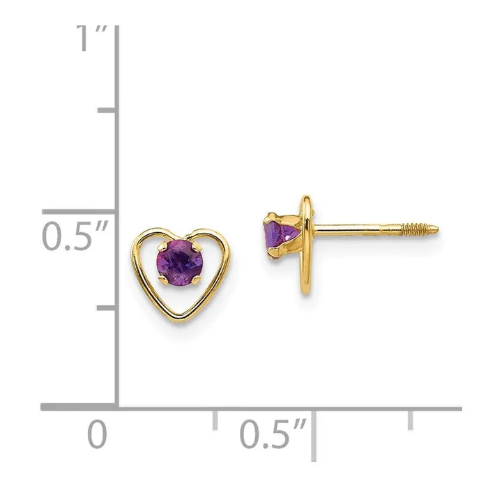 Jewelry Earrings Madi K Kids 14k 3mm Amethyst Birthstone Heart Earrings Jewelry Earrings Madi K Kids 14k 3mm Amethyst Birthstone Heart Earrings