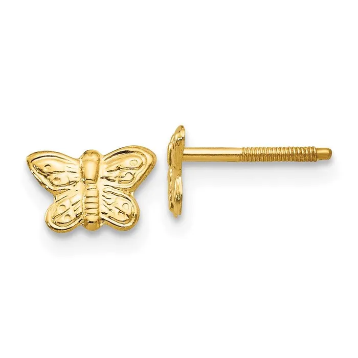 Jewelry Earrings Madi K Kids 14k Polished Butterfly Screwback Earrings