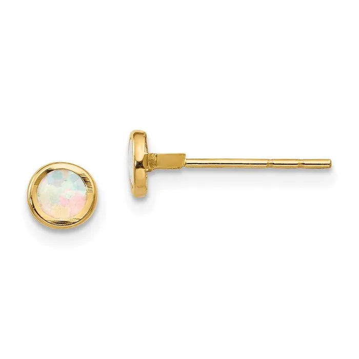 Jewelry Earrings Madi K Kids 14K Polished Lab Created Opal Bezel Post Earrings Jewelry Earrings Madi K Kids 14K Polished Lab Created Opal Bezel Post Earrings