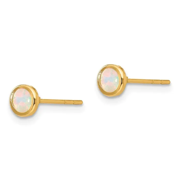 Jewelry Earrings Madi K Kids 14K Polished Lab Created Opal Bezel Post Earrings Jewelry Earrings Madi K Kids 14K Polished Lab Created Opal Bezel Post Earrings