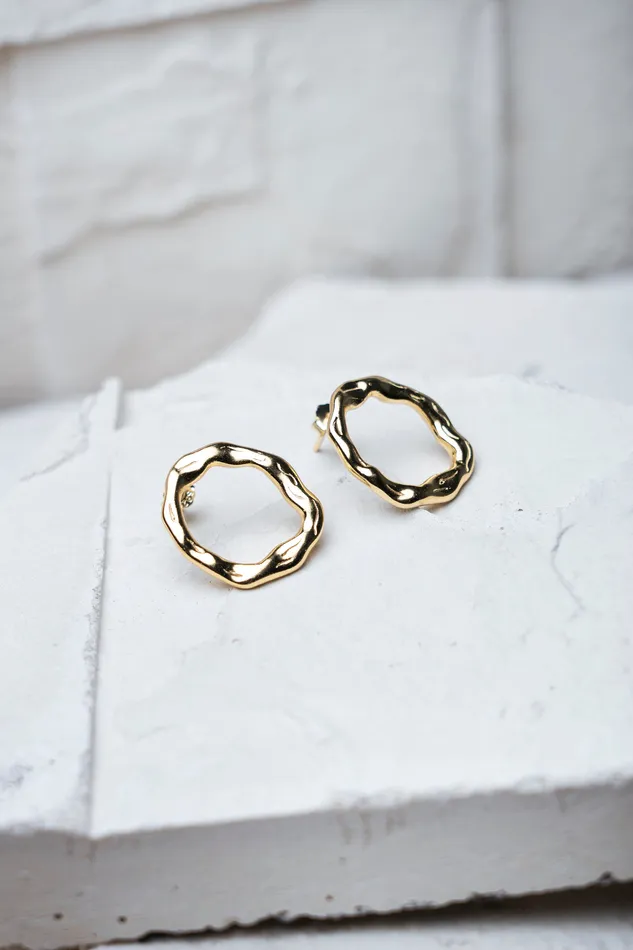 Kty Imperfect Circle Stud Earrings Gold Earrings