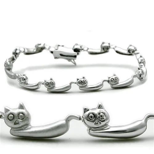 LO2023 Matte Rhodium Rhodium Brass Bracelet with No Stone Alamode Bracelets