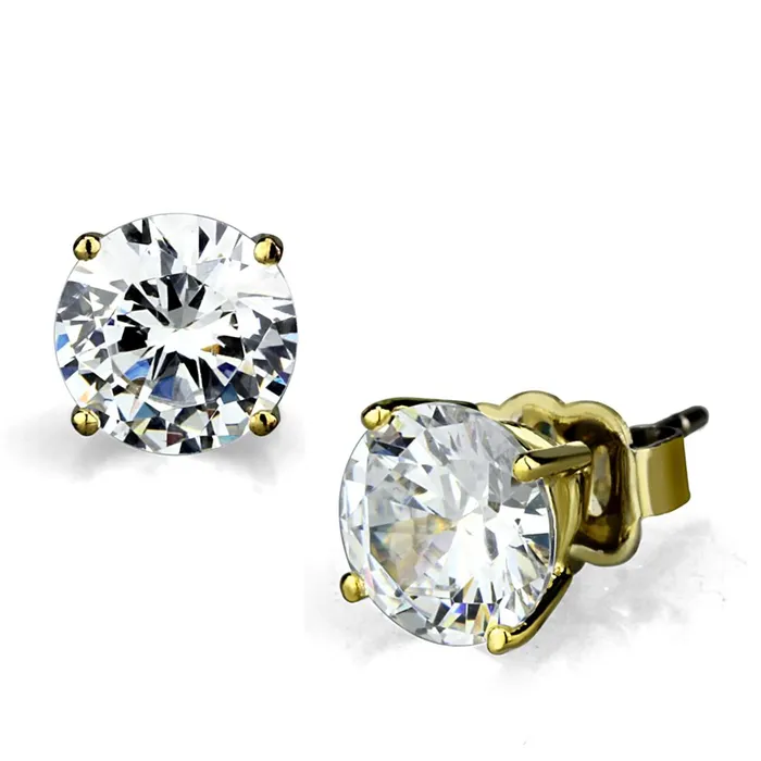 LO3949 Gold Brass Earrings with AAA Grade CZ in Clear Alamode Earrings