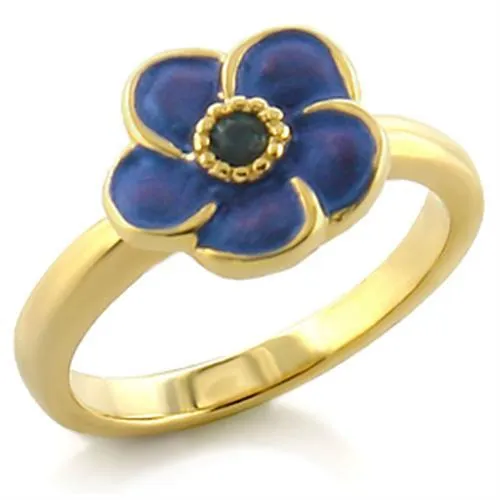 LO545 Gold White Metal Ring with Top Grade Crystal in Montana Alamode Rings