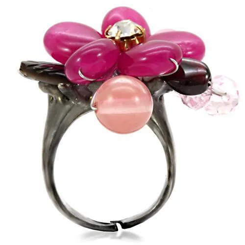 LOA595 Antique Tone Brass Ring with Assorted in Multi Color Alamode Rings
