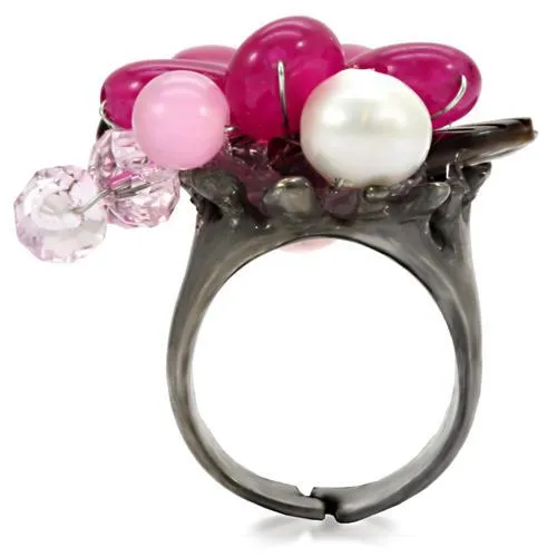 LOA595 Antique Tone Brass Ring with Assorted in Multi Color Alamode Rings