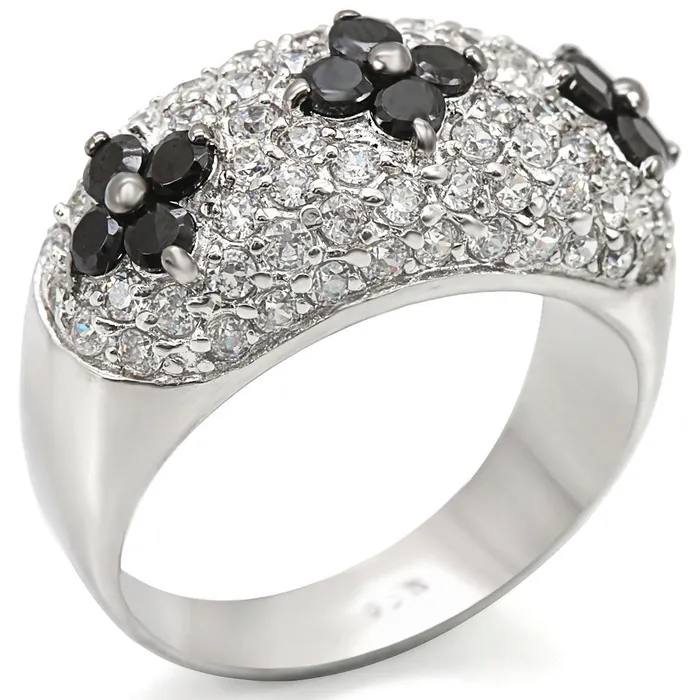 LOS468 Rhodium Ruthenium 925 Sterling Silver Ring with AAA Grade CZ in Black Diamond Alamode Rings LOS468 Rhodium Ruthenium 925 Sterling Silver Ring with AAA Grade CZ in Black Diamond Alamode Rings