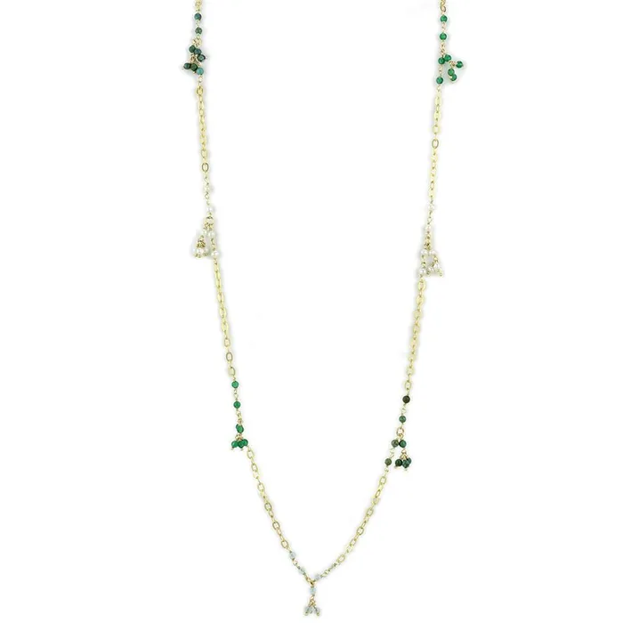 LOS793 Matte Gold 925 Sterling Silver Necklace with Synthetic Turquoise in Multi Color Alamode Necklaces LOS793 Matte Gold 925 Sterling Silver Necklace with Synthetic Turquoise in Multi Color Alamode Necklaces