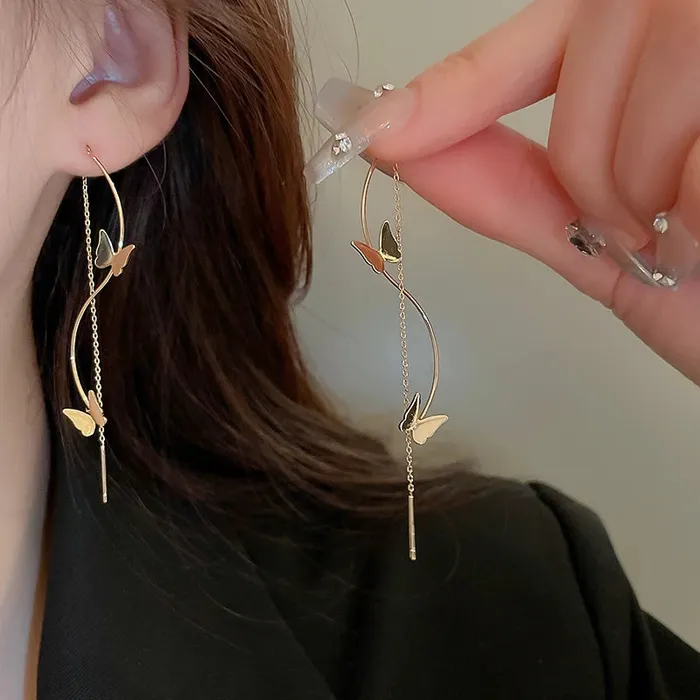LUXE Womens Fashion Gold Silver Long Thread Tassel Drop Earrings Divine Inspiration Styles Earrings