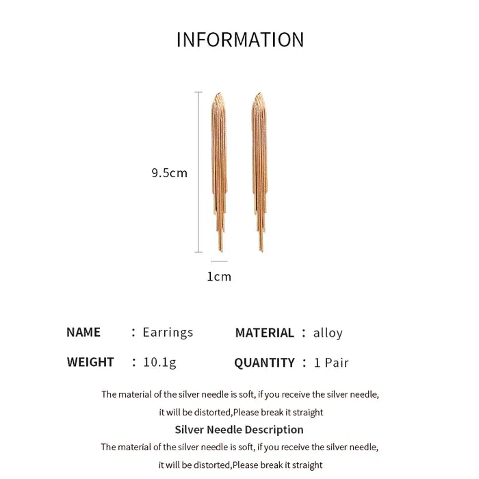 LUXE Womens Fashion Gold Silver Long Thread Tassel Drop Earrings Divine Inspiration Styles Earrings