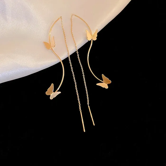 LUXE Womens Fashion Gold Silver Long Thread Tassel Drop Earrings Divine Inspiration Styles Earrings