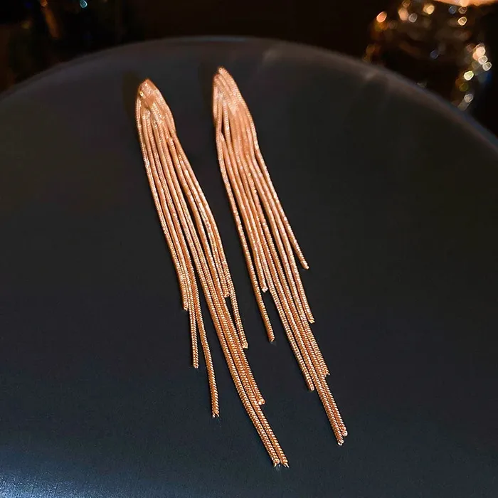 LUXE Womens Fashion Gold Silver Long Thread Tassel Drop Earrings Divine Inspiration Styles Earrings