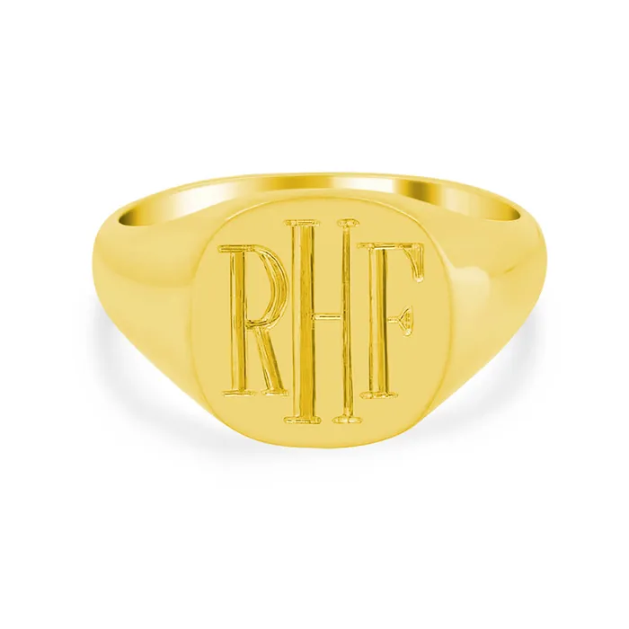 Mens Square Signet Ring Small Hand Engraved Roman Monogram deBebians Rings