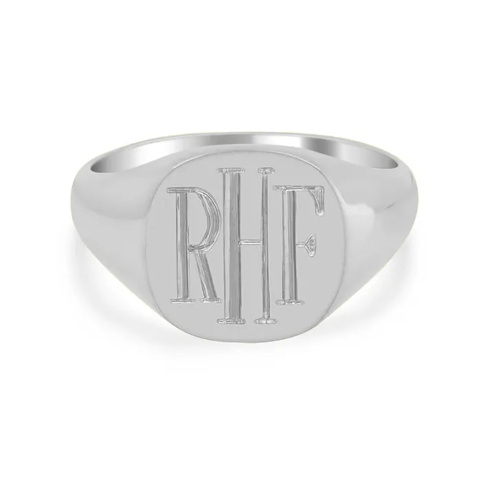 Mens Square Signet Ring Small Hand Engraved Roman Monogram deBebians Rings