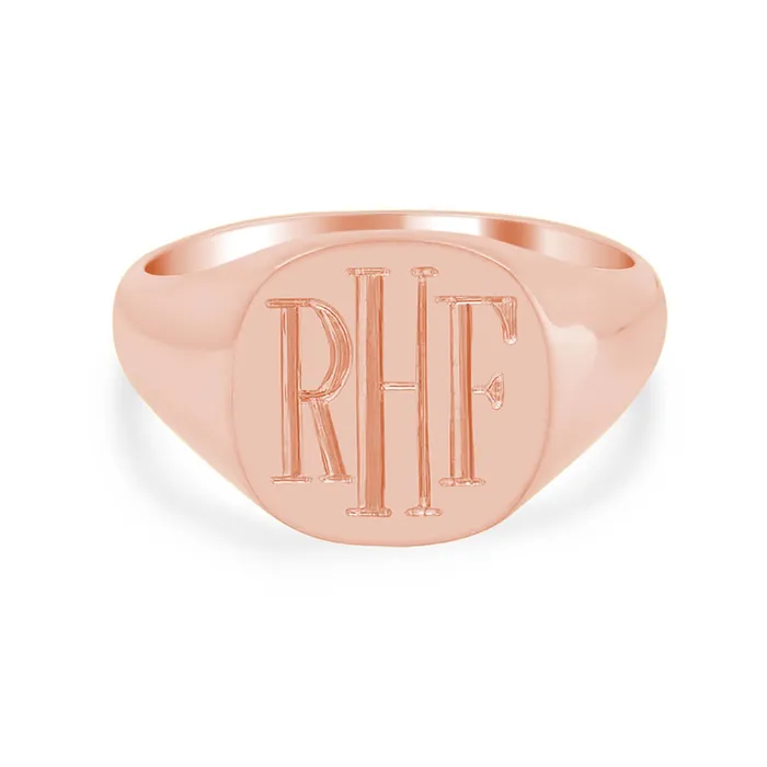 Mens Square Signet Ring Small Hand Engraved Roman Monogram deBebians Rings