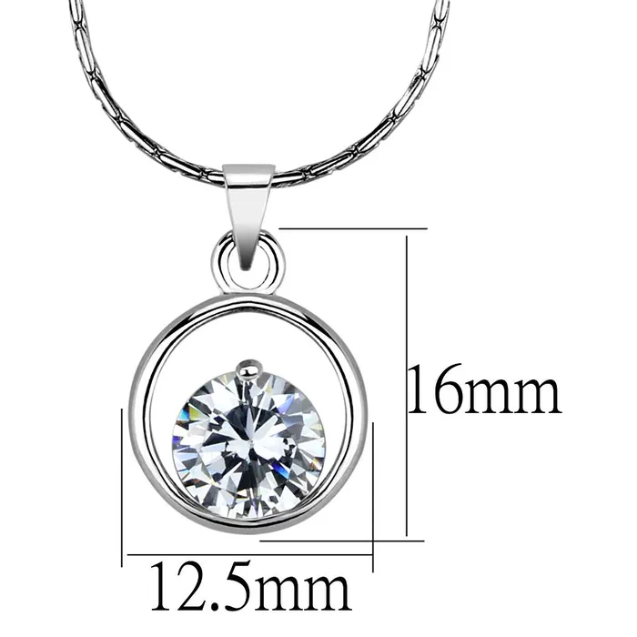 Necklaces Alamode LO4153 Rhodium Brass Chain Pendant with AAA Grade CZ in Clear