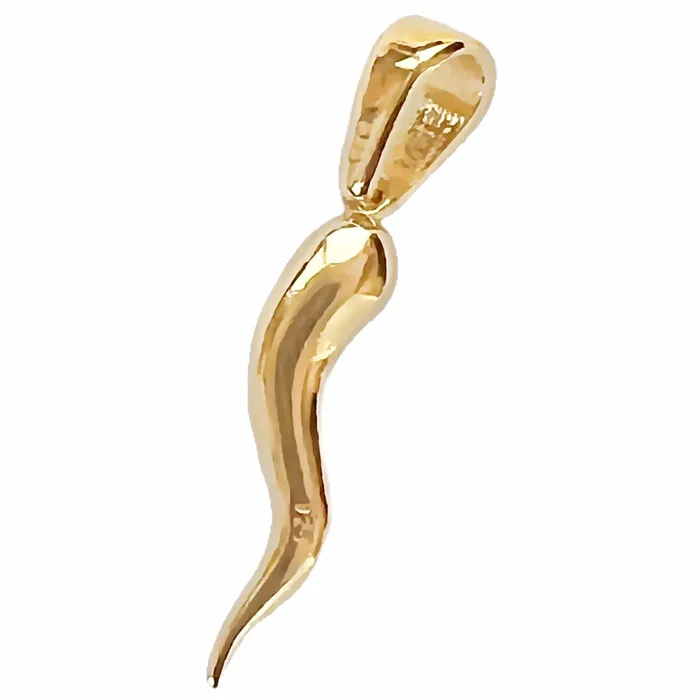 Necklaces Bling Cartel 14k Gold Plated 925 Sterling Silver Italian Horn Cornicello Plain Pendant Necklaces Bling Cartel 14k Gold Plated 925 Sterling Silver Italian Horn Cornicello Plain Pendant