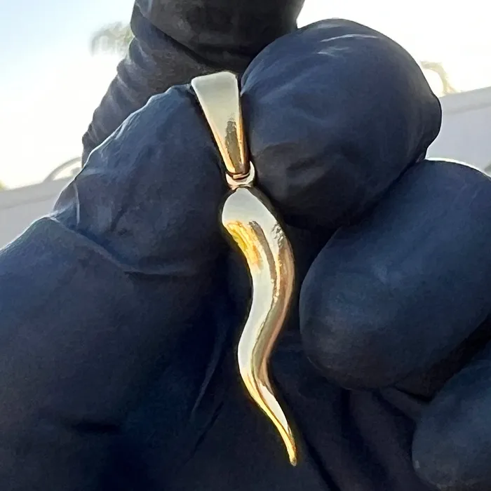 Necklaces Bling Cartel 14k Gold Plated 925 Sterling Silver Italian Horn Cornicello Plain Pendant