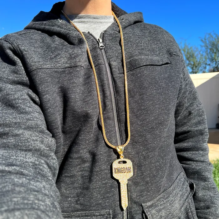 Necklaces Bling Cartel 14K Gold Plated Big Key Iced Flooded Out Franco Chain Necklace 36 Necklaces Bling Cartel 14K Gold Plated Big Key Iced Flooded Out Franco Chain Necklace 36