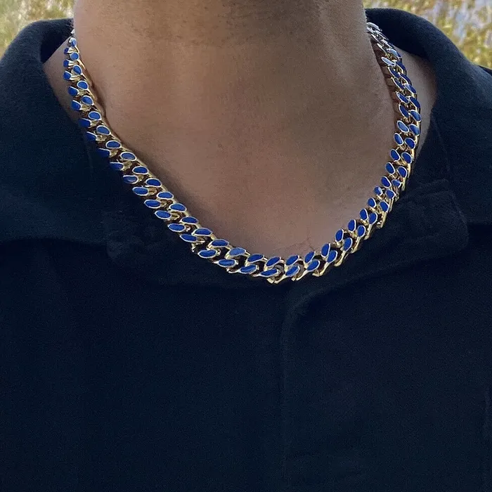 Necklaces Bling Cartel Admin 14K Gold Plated 20 Blue Cuban Link Chain Necklace Necklaces Bling Cartel Admin 14K Gold Plated 20 Blue Cuban Link Chain Necklace