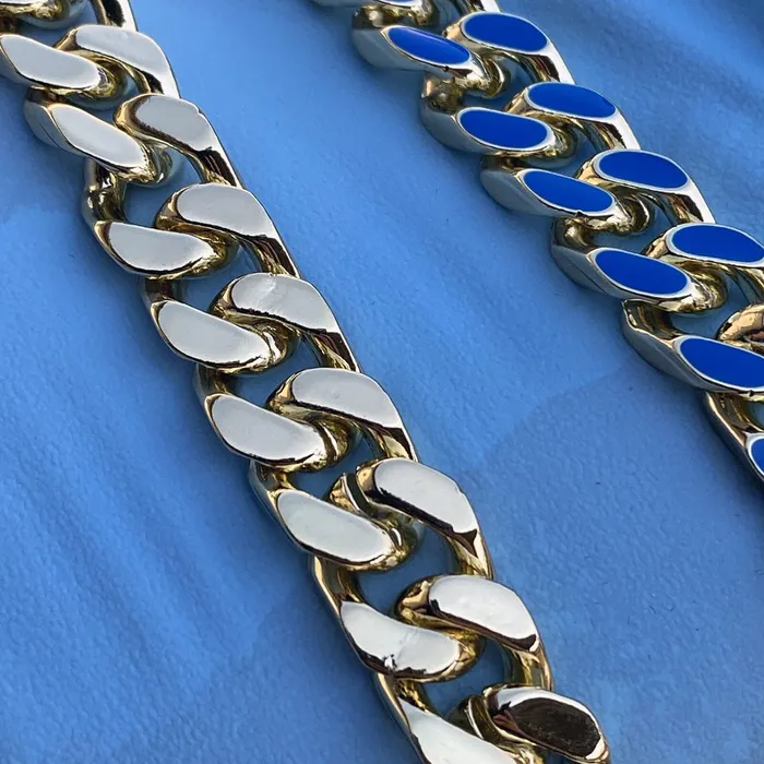 Necklaces Bling Cartel Admin 14K Gold Plated 20 Blue Cuban Link Chain Necklace Necklaces Bling Cartel Admin 14K Gold Plated 20 Blue Cuban Link Chain Necklace