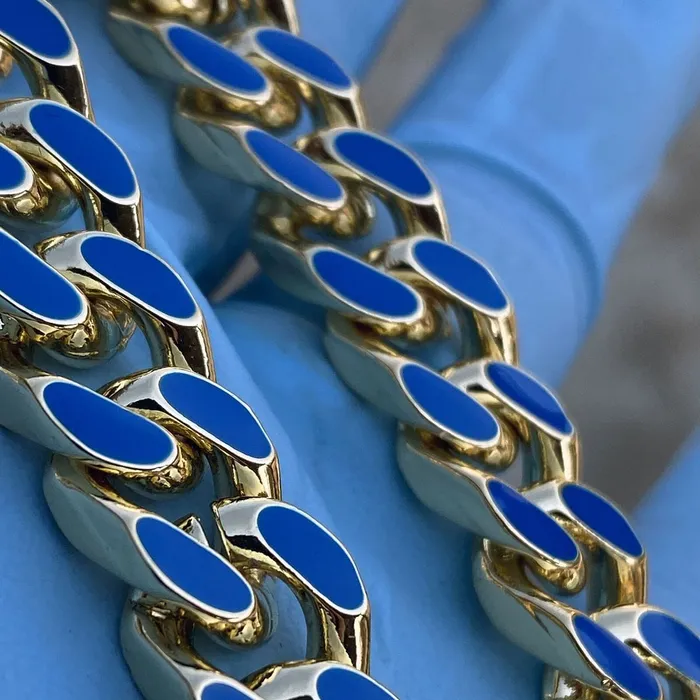 Necklaces Bling Cartel Admin 14K Gold Plated 20 Blue Cuban Link Chain Necklace Necklaces Bling Cartel Admin 14K Gold Plated 20 Blue Cuban Link Chain Necklace