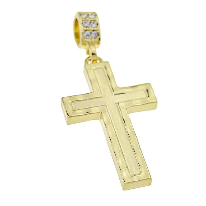 Necklaces Bling Cartel Admin 14k Gold Plated Diamond Cut Cross Pendant