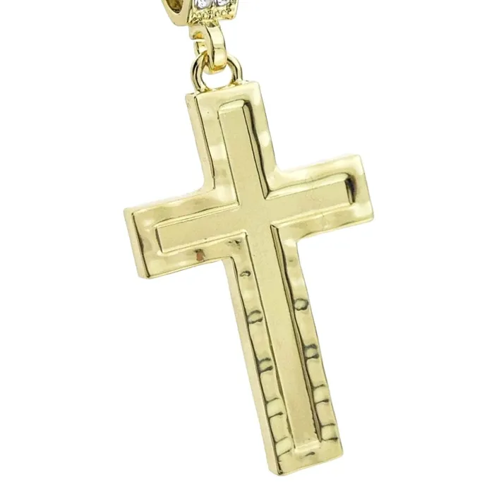 Necklaces Bling Cartel Admin 14k Gold Plated Diamond Cut Cross Pendant
