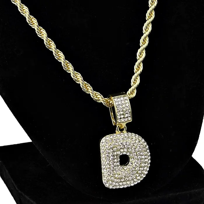 Necklaces Bling Cartel Admin Bubble Letter D Gold Finish Rope Chain Necklace 24 Necklaces Bling Cartel Admin Bubble Letter D Gold Finish Rope Chain Necklace 24