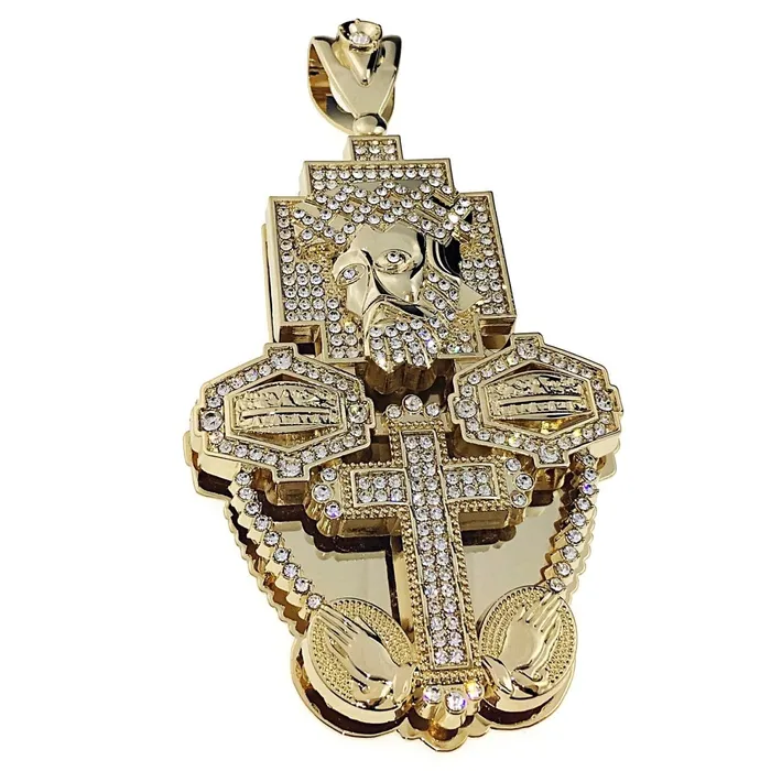 Necklaces Bling Cartel Admin Huge Jesus 3D Combo Gold Finish Iced Flooded Out Pendant Necklaces Bling Cartel Admin Huge Jesus 3D Combo Gold Finish Iced Flooded Out Pendant