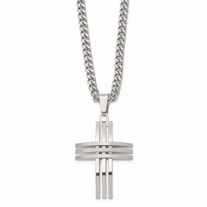 Necklaces Chisel Stainless Steel Cross Necklace Necklaces Chisel Stainless Steel Cross Necklace
