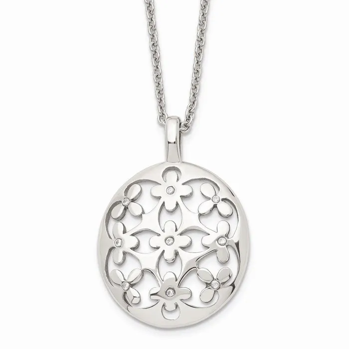 Necklaces Chisel Stainless Steel Polished Circle wCZ w2in ext Necklace