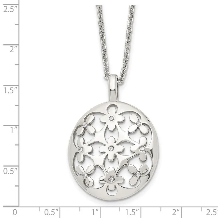 Necklaces Chisel Stainless Steel Polished Circle wCZ w2in ext Necklace Necklaces Chisel Stainless Steel Polished Circle wCZ w2in ext Necklace